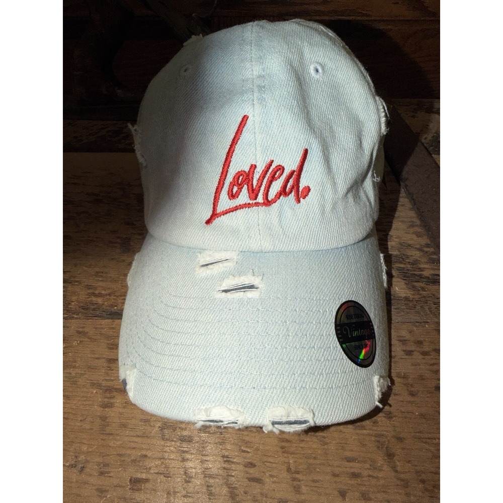 KBETHOS Vintage Denim Hat Loved Adjustable Ripped Distressed Blue